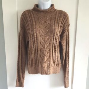 Nwt J. Crew Rollneck Cable Knit Sweater In Brown Size XS